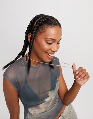 Uno de 50 COL1968MTL0000U Silver Plated Long Beaded Necklace