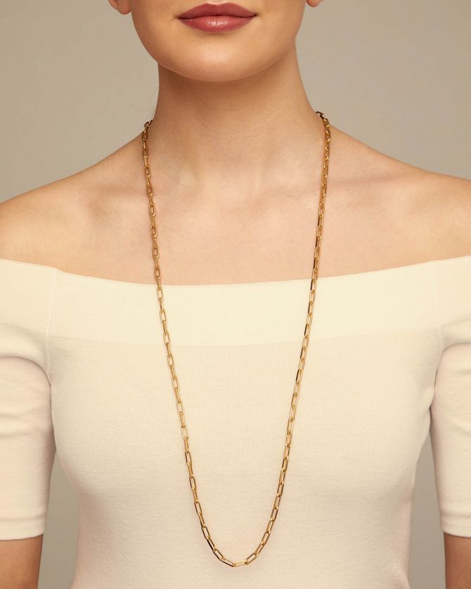 Uno de 50 COL1607ORO0000U 18KT Gold Plated Long Oval Link Necklace