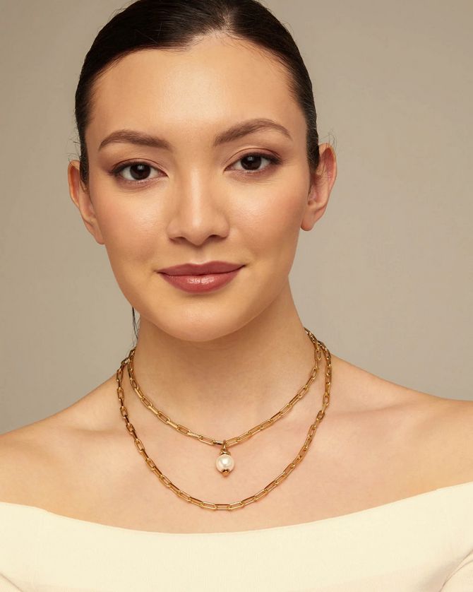 Uno de 50 COL1607ORO0000U 18KT Gold Plated Long Oval Link Necklace