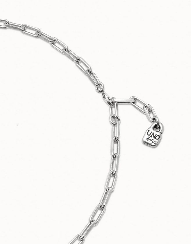 Uno de 50 COL1607MTL0000U Silver Plated Long Oval Link Necklace