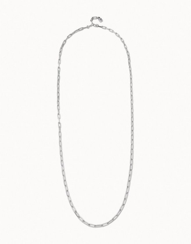 Uno de 50 COL1607MTL0000U Silver Plated Long Oval Link Necklace