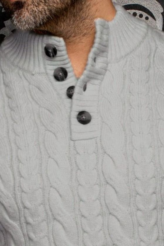 Au Noir OSLO_QB Men's LS Knit Sweater w/ Neck Button Up/
