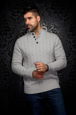 Au Noir OSLO_QB Men's LS Knit Sweater w/ Neck Button Up/