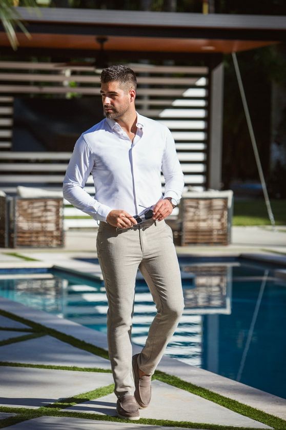 Au Noir ALEXANDER SLD Men's Long Sleeve Extendable Dress Shirt – White