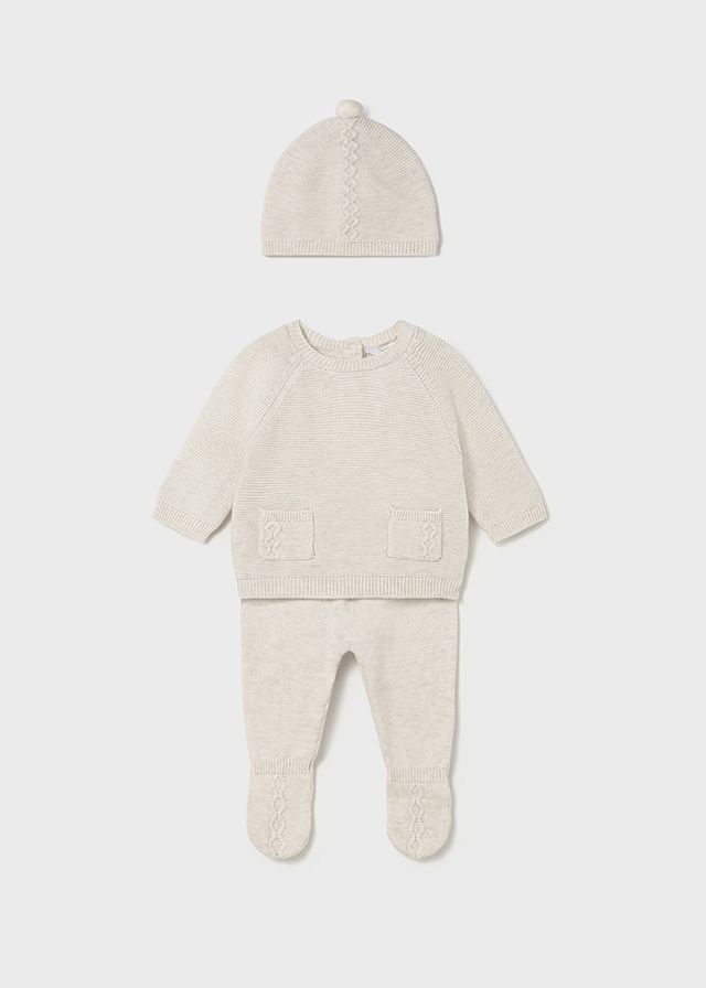 Mayoral 2564 Baby's Knit Top, Bottom, & Hat Set