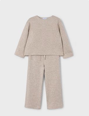 Mayoral 4584 Girl's LS Shimmer Top & Jogger Set/
