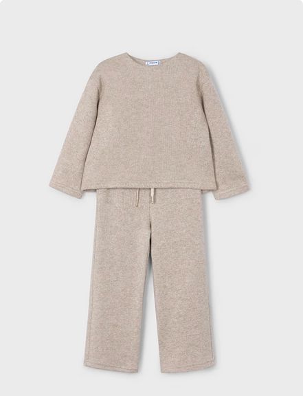 Mayoral 4584 Girl's Long Sleeve Shimmer Top & Jogger Set
