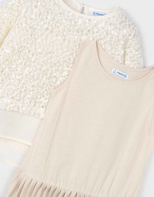 Mayoral 4925 Girl's Pleated Dress & Sequin Top/
