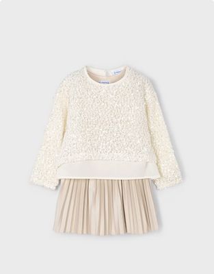 Mayoral 4925 Girl's Pleated Dress & Sequin Top/