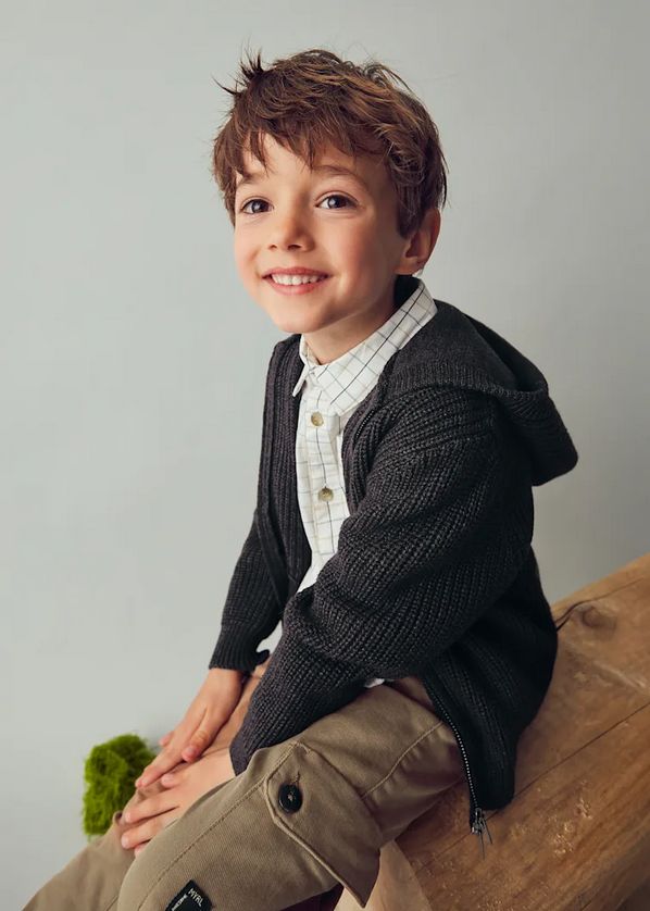 Mayoral 4386 Boy's Knit Hooded Zip Up/