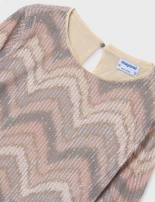 Mayoral 7031/7903 Girl's LS Sequin Top & Skirt Set/