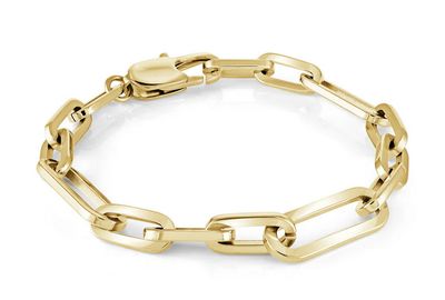 Italgem SWB251 Women's S.Steel Gold-IP Double Oval Link Bracelet/6.5+1"