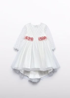 Abel & Lula 5501 Baby Girl's LS Embroidered Tulle Body Dress/