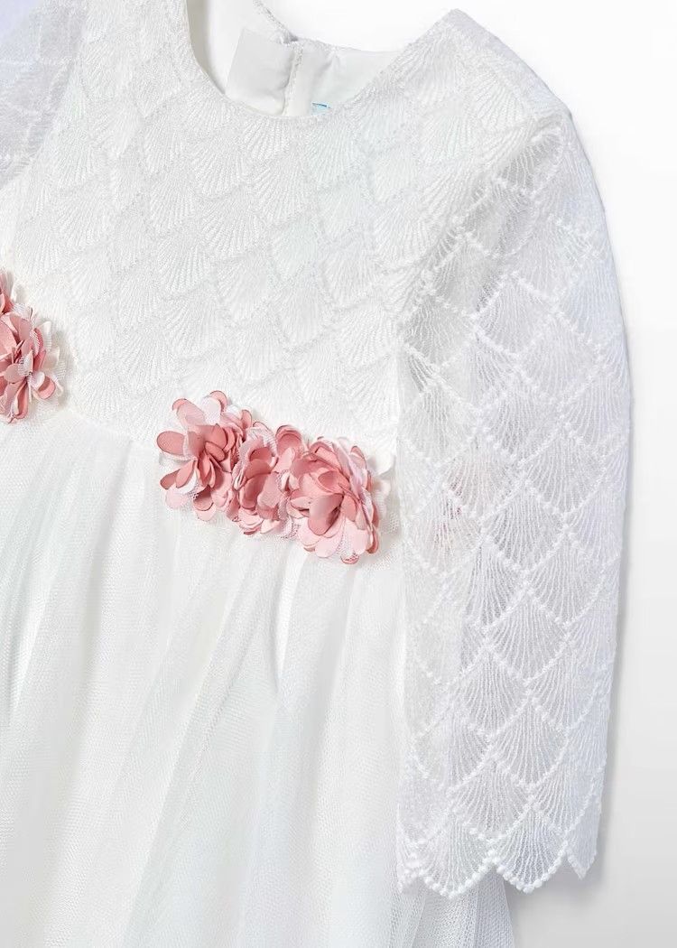 Abel & Lula 5501 Baby Girl's Long Sleeve Embroidered Tulle Body Dress