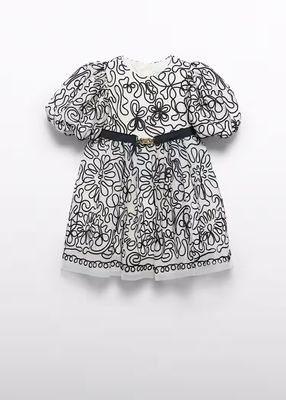 Abel & Lula 5524 Girl's SS Tulle Abstract Floral Dress w/ Belt