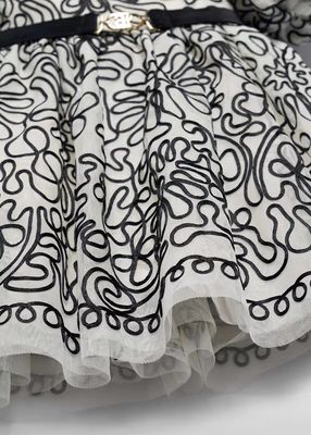 Abel & Lula 5524 Girl's SS Tulle Abstract Floral Dress w/ Belt