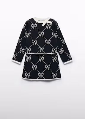Abel & Lula 5538 Girl's Knit Long Sleeve Bow Top & Skirt Set