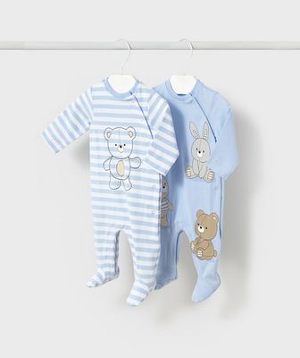 Mayoral 1709 Baby Boy’s S Teddy & Bunny Footed Onesie /
