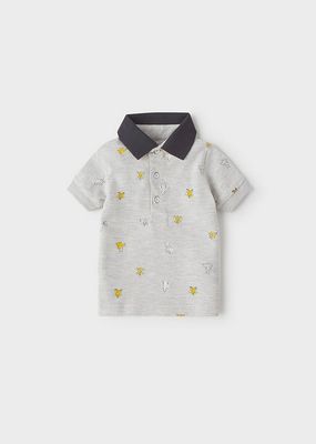 Mayoral 1108 Grey polo with animals on it with grey faded jeans