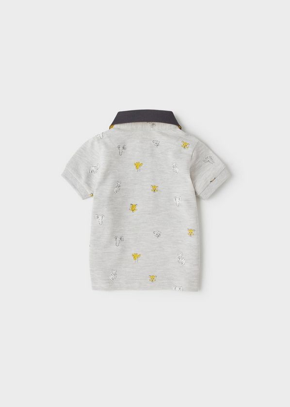 Mayoral 1108 Grey polo with animals on it with grey faded jeans
