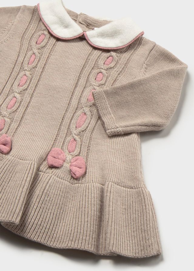 Mayoral 2802 Baby Girl’s Long Sleeve Peter Pan Collar Knit Sweater Dress