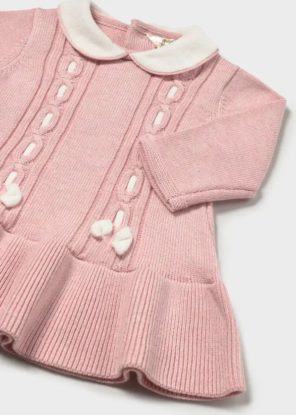 Mayoral 2802 Baby Girl’s Long Sleeve Peter Pan Collar Knit Sweater Dress