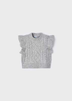 Mayoral 4313 Girl's Ruffle Sleeve Knit Vest /PLATA VIGORE