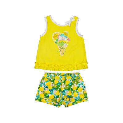 Mayoral 1277 Baby Girl Yellow tank top with lemon short set