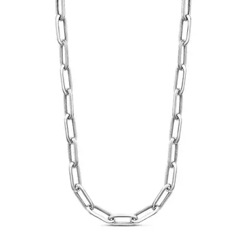 Miss Mimi 04-403814-01/00/L16" Sterling Silver Paper Clip Tube Link Choker Necklace