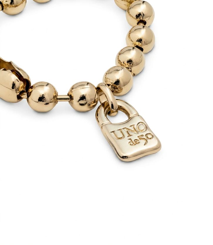 UNOde50 PUL1215ORO0000M Bracelet à grosses perles plaqué or 18 carats