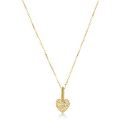 Sif Jakobs P72356-CZ-YG Caro Gold CZ Heart Pendant Necklace
