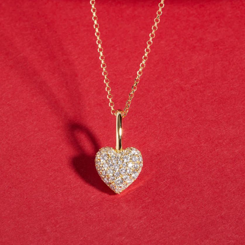 Sif Jakobs P72356-CZ-YG Caro Gold CZ Heart Pendant Necklace