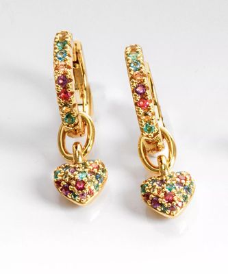 Sif Jakobs E72352-XCZ-YG Caro Gold CZ Heart Dangle Earrings