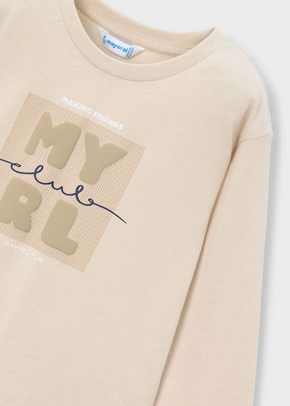 Mayoral 173 Boy's Youth Long Sleeve Writing Basic T-Shirt