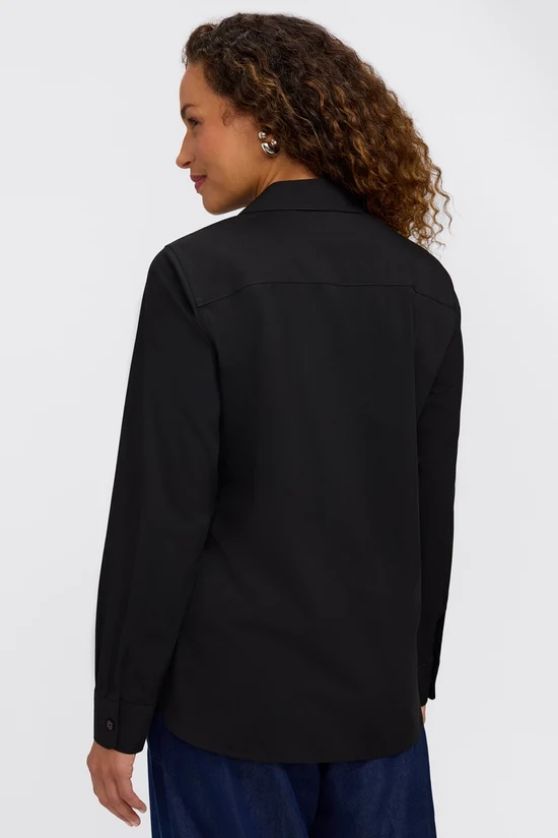 Foxcroft 187961 Women's Long Sleeve Kylie Non-Iron Stretch Shaped Blouse – Black