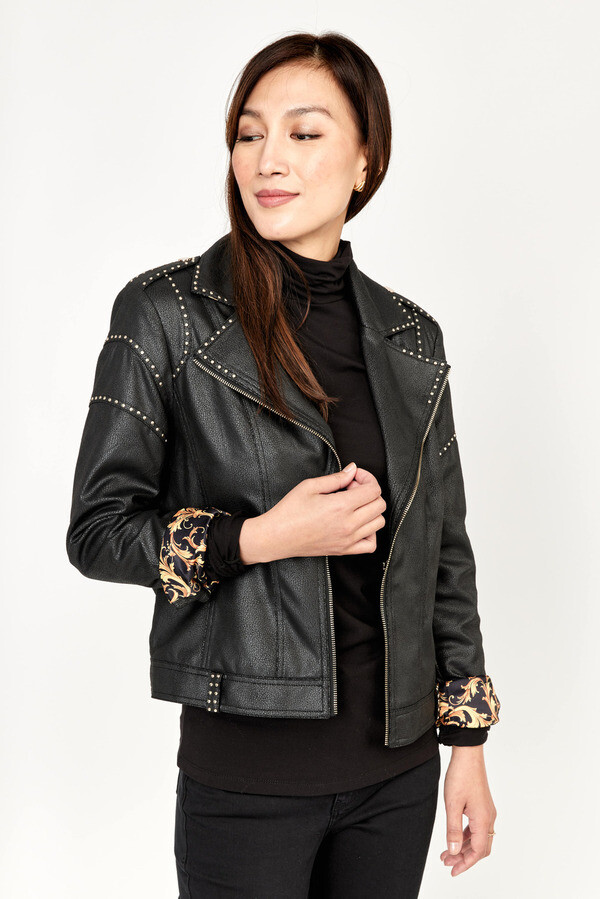 Frank Lyman 233824U Women's Long Sleeve Vegan Suede Jacket – Black