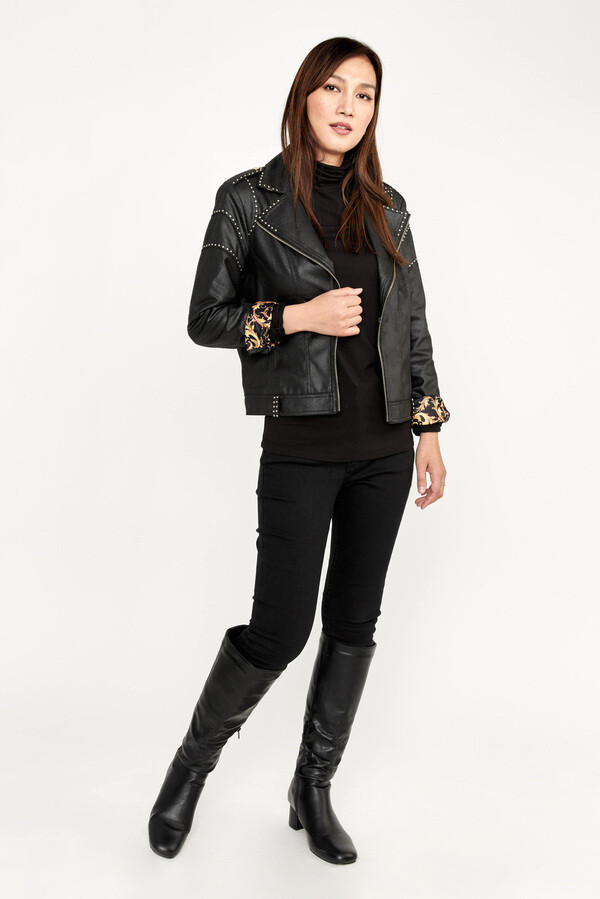 Frank Lyman 233824U Women's Long Sleeve Vegan Suede Jacket – Black