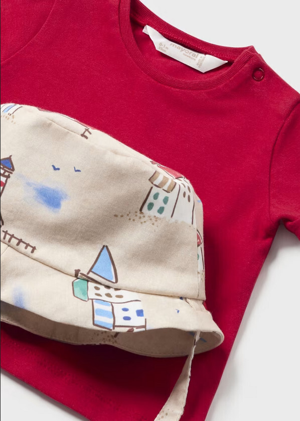 Mayoral 1638 Baby Boy's Short Sleeve Beach T-Shirt, Overalls & Hat Set 3PC