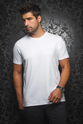 Au Noir C-MICHAEL Men’s SS Round Neck T-Shirt/ WHITE