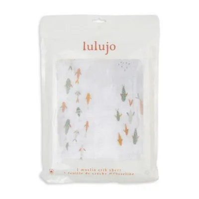 Lulujo LJ710 Baby Boy's Muslin Crib Sheet 52"x28"/ FISH