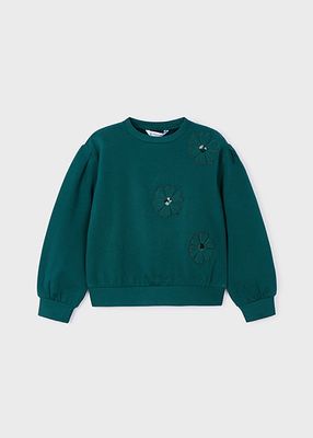 Mayoral 4478 Girl's Long Sleeve Flower Applique Sweater – Botella