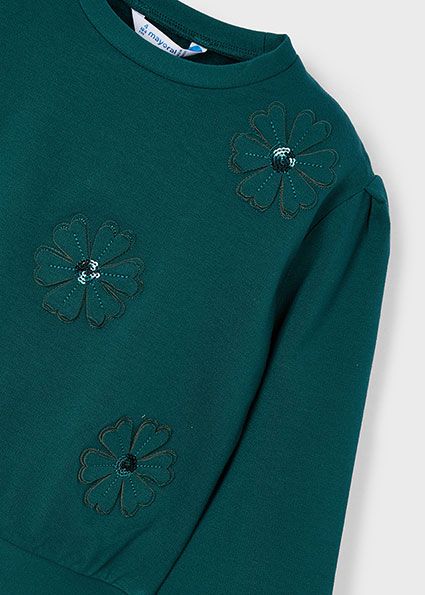 Mayoral 4478 Girl's Long Sleeve Flower Applique Sweater – Botella