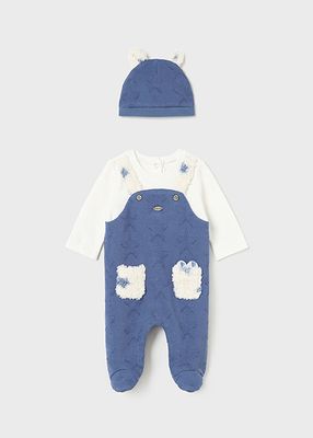 Mayoral 2618 Baby Boy's Long Sleeve Dungaree & Hat Set 2PC – Mid Blue