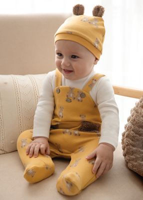 Mayoral 2618 Baby Boy's Long Sleeve Dungaree & Hat Set 2PC – Curry