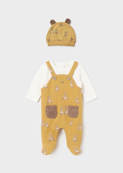 Mayoral 2618 Baby Boy's Long Sleeve Dungaree & Hat Set 2PC – Curry