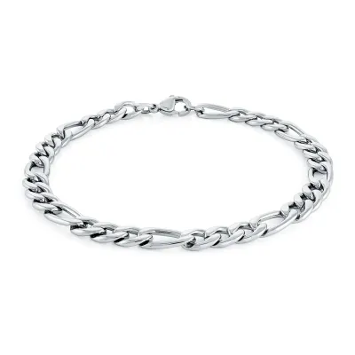 Italgem SMB479 Men’s S. Steel 6mm Figaro Polished Bracelet 7.25"
