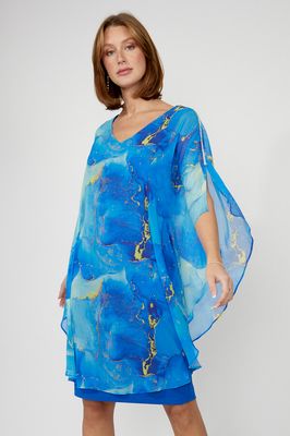 Frank Lyman 258165 Marble Print Dress – Royal Blue