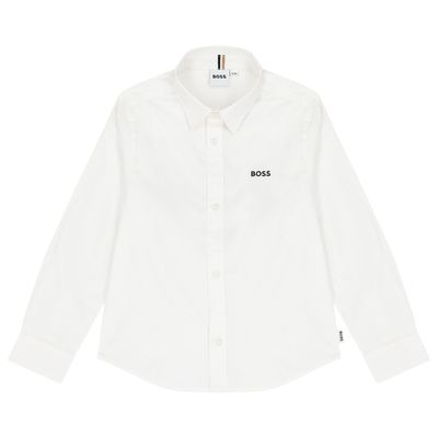 Boss J52272 Boy's Long Sleeve Dress Shirt – White