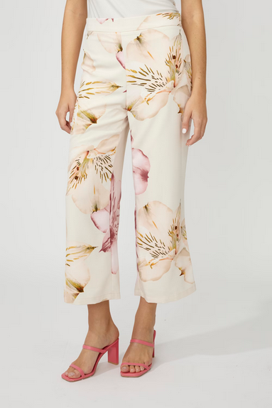 Frank Lyman 256334 Loose Fit Floral Pants – Peach Pink