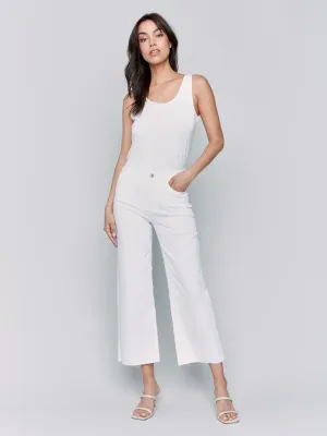 Charlie B C5497R-618A Raw Hem Flare Jeans – White